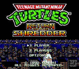 Teenage Mutant Ninja Turtles - Return of the Shredder Title Screen